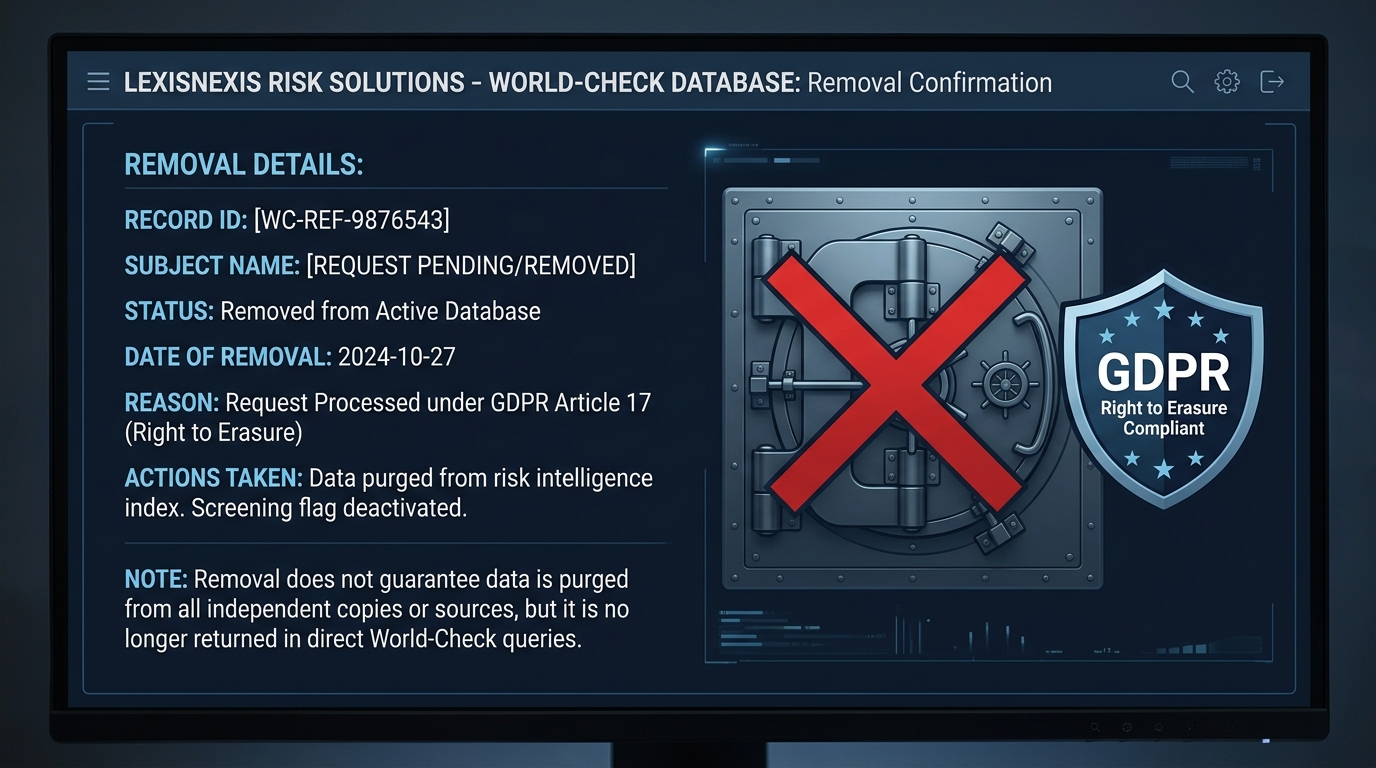 Suppression World-Check et LexisNexis